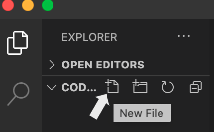 screenshot showing the new folder icon in VS Code